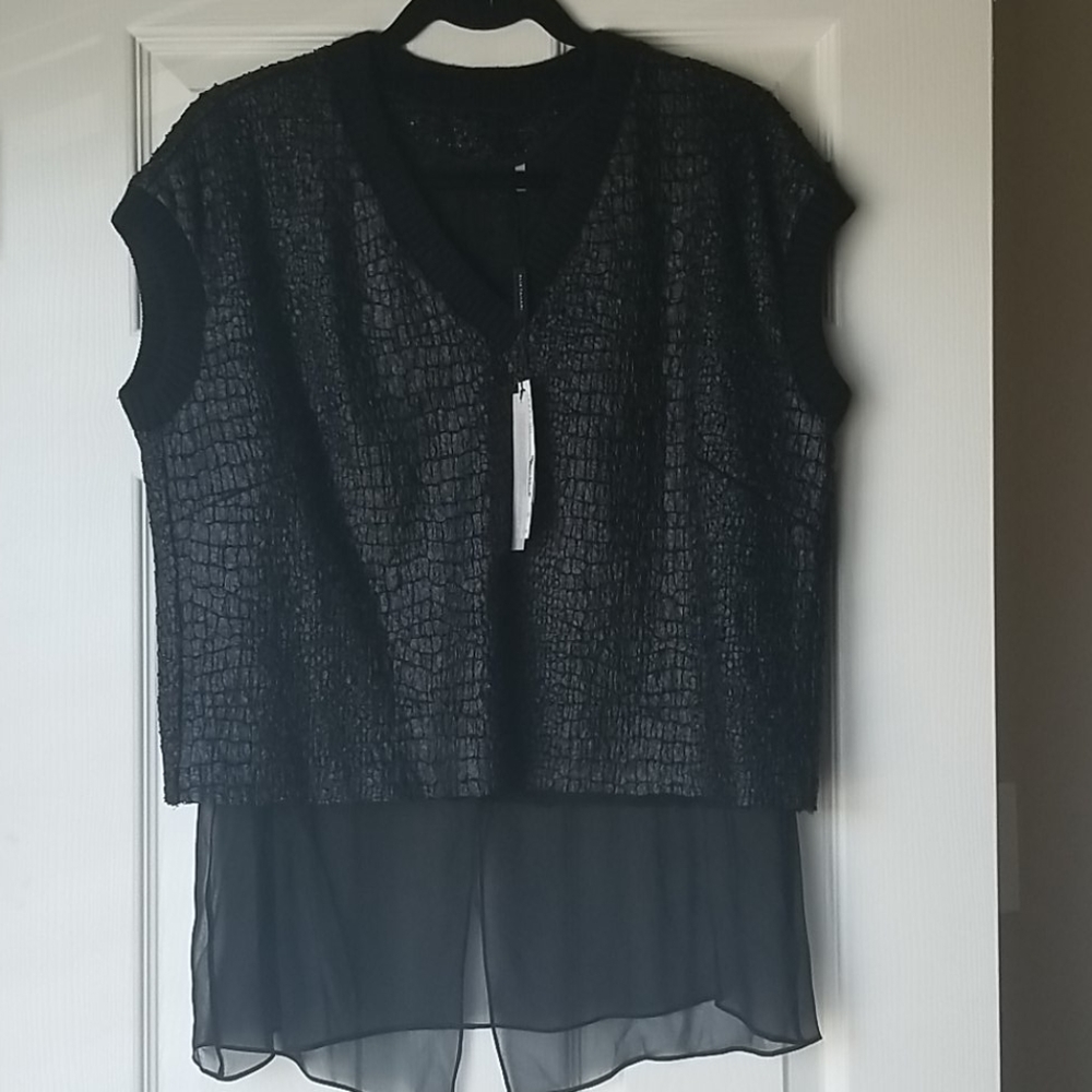 Black silk underlay sweater top